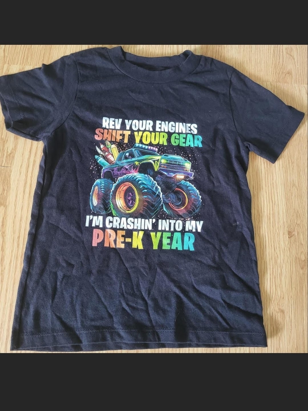 Port and Company Black Kids Short Sleeve Monster Truck Pre-K Tee
